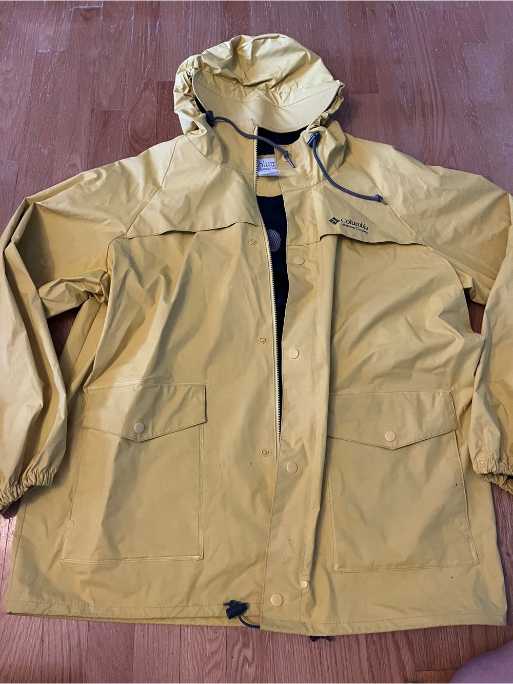 Columbia Yellow Hooded Rain Jacket